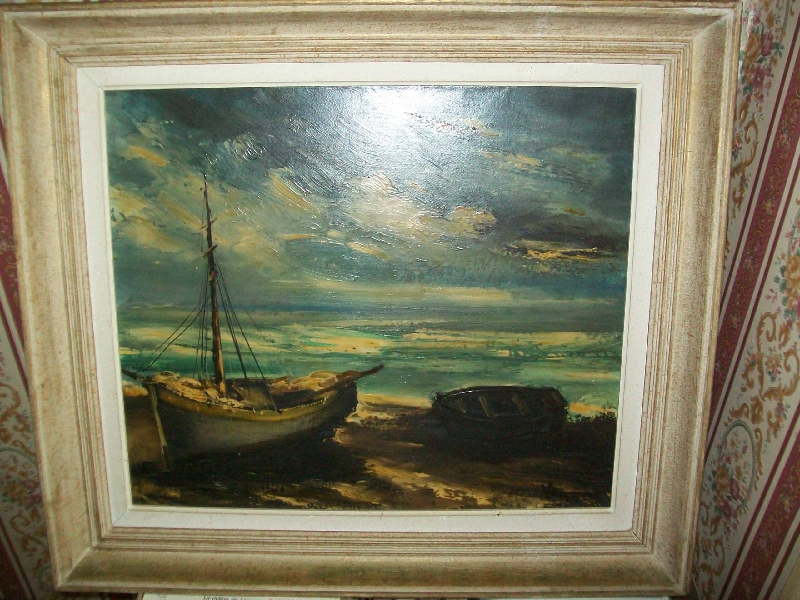 Peinture Tableau, Pastel: bateaux à marée basse Vlaminck
