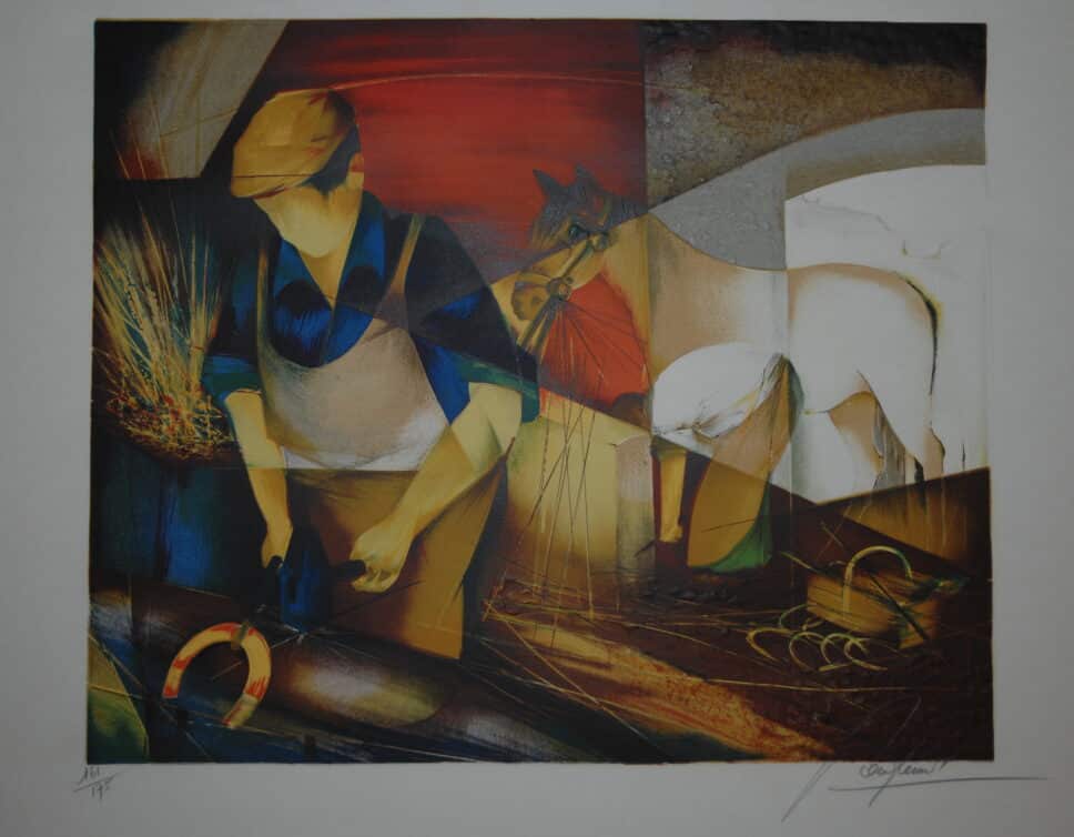 Peinture Tableau, Pastel: litho signée Raymond Poulet 55×75 161/175