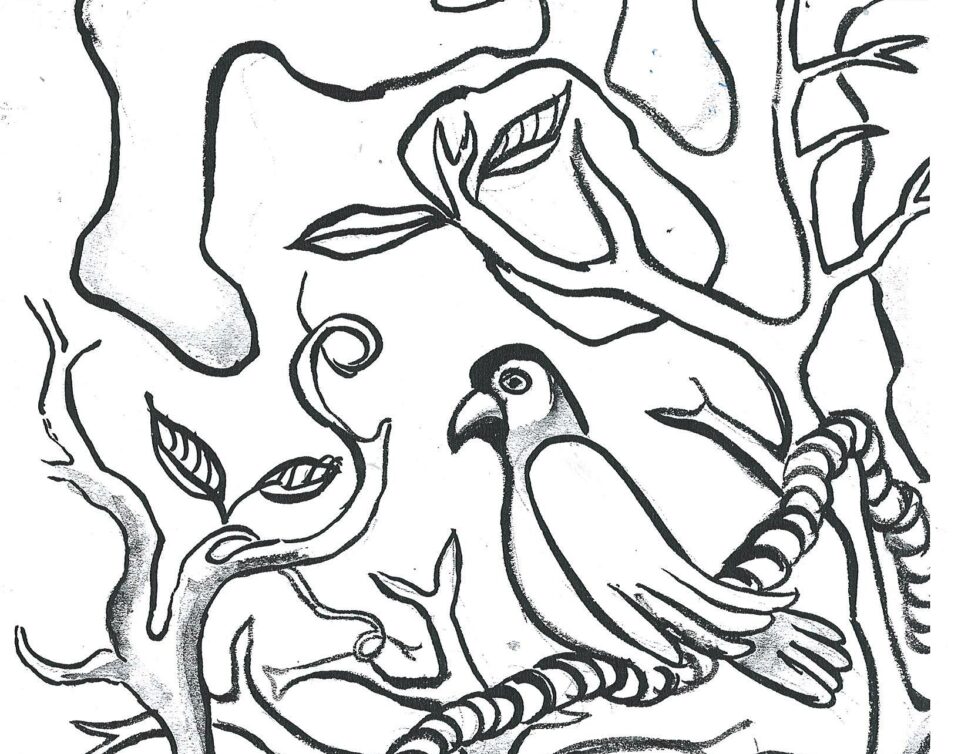 Perroquet sur branche dessin de fernand leger