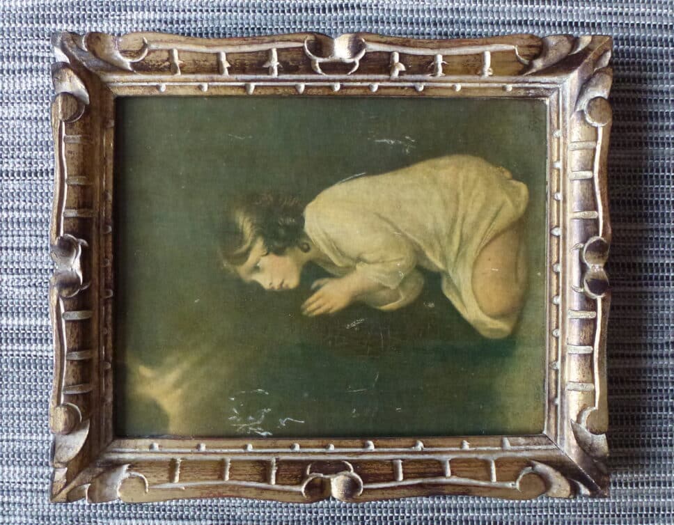 Peinture Tableau, Pastel: Tableau signé J. Reynolds  » Le petit Samuel en prière »