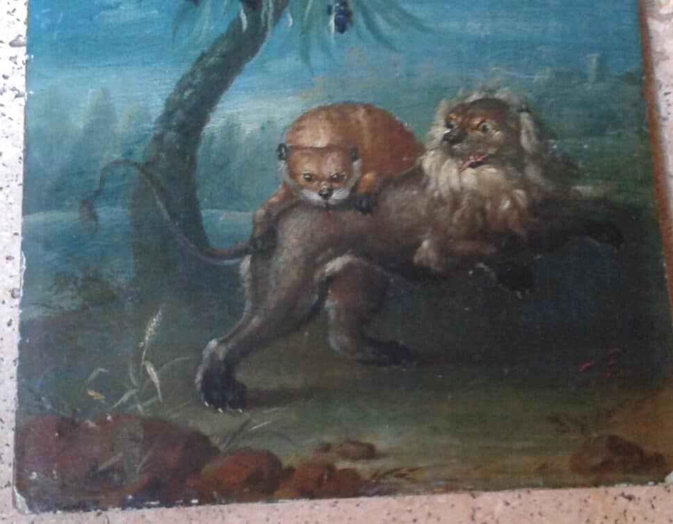 Peinture Tableau, Pastel: combats de lions