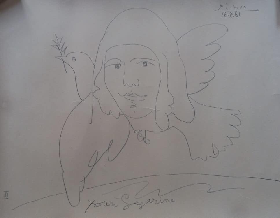 Picasso Lithographie « Pour Gagarine » datée du 16.4.61