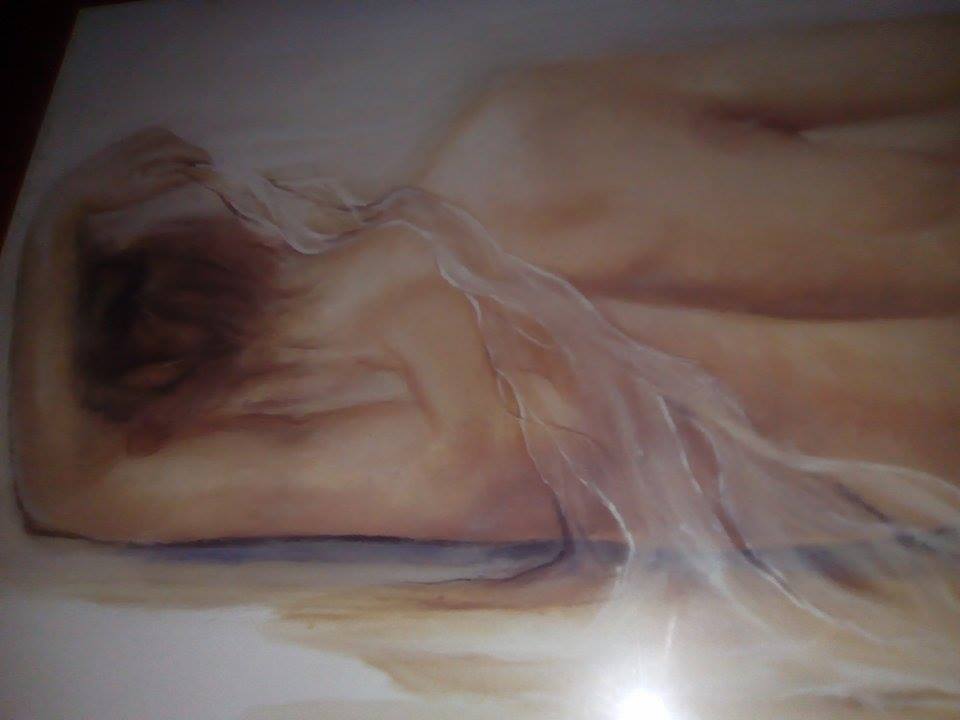 Peinture Tableau, Pastel: peinture femme allongée de Belmonte