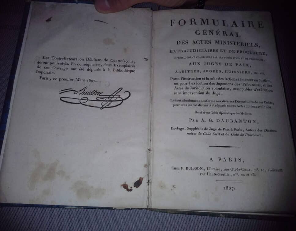 Estimation Livre, manuscrit: Livre 1807