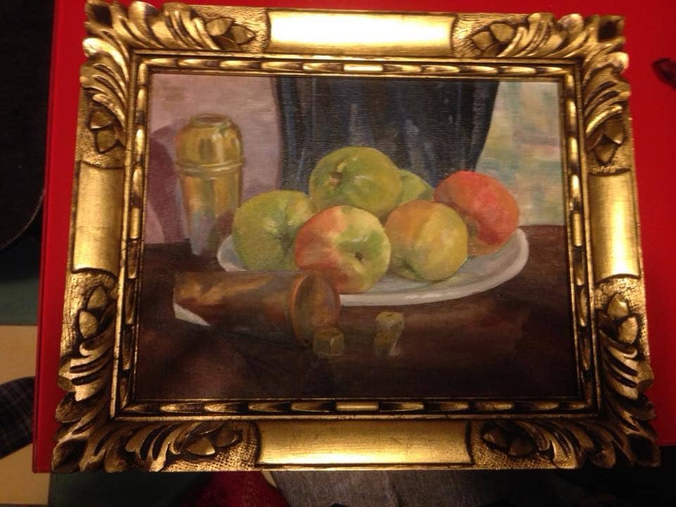 Peinture Tableau, Pastel: Tableau peinture sur toile Assiette de fruits
