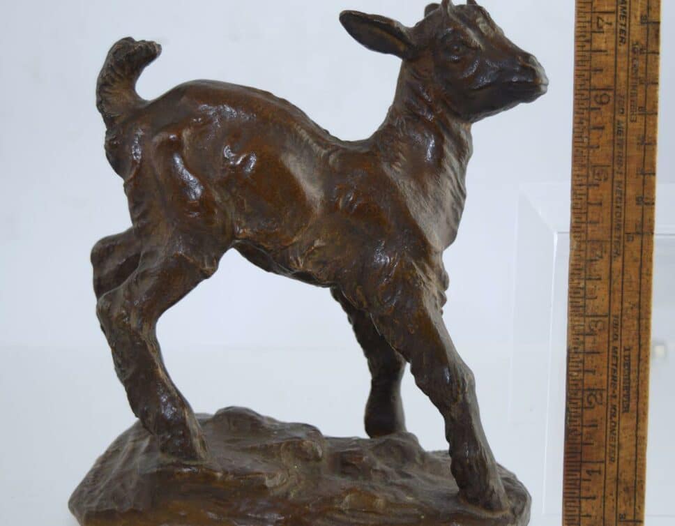 1919 Laura Gardin Fraser Bronze baby goat sculpture