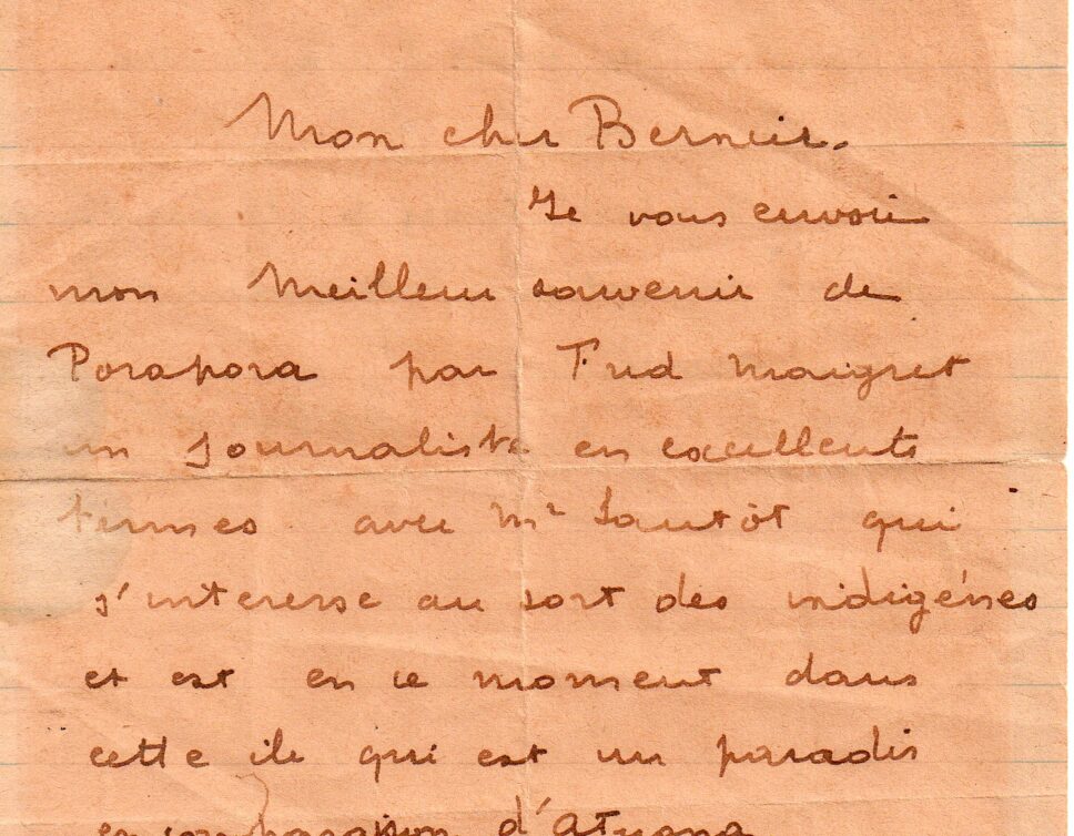 Lettre manuscrite signée d’Alain Gerbault du 26 juillet (1934)