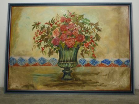 Peinture Tableau, Pastel: Martine Gonnin : vase à fleurs 220 x 160 cm