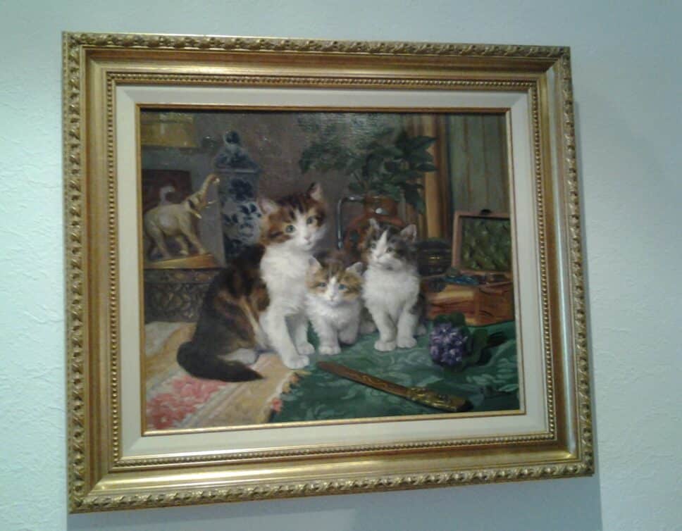Peinture Tableau, Pastel: Tableau signé Daniel MERLIN : « Trois chatons »
