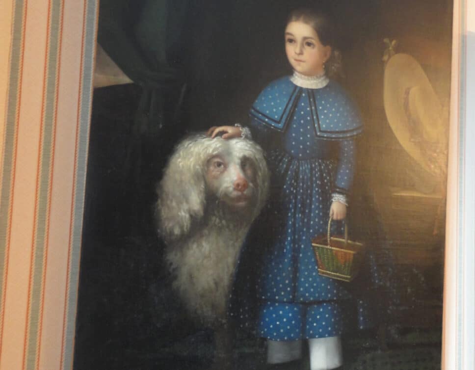 Peinture Tableau, Pastel: Jeune fille au chien