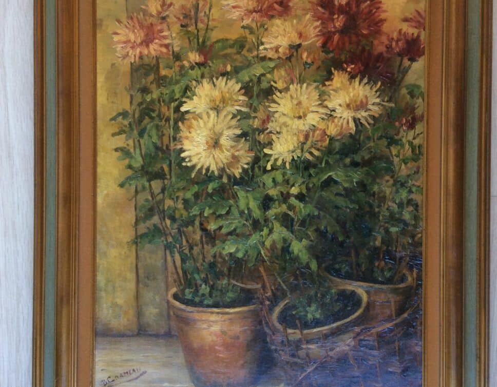 Peinture Tableau, Pastel: chrysanthèmes