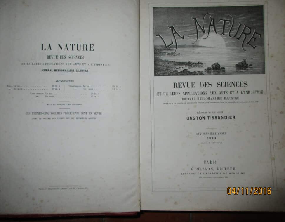 Estimation Livre, manuscrit: La Nature 1891