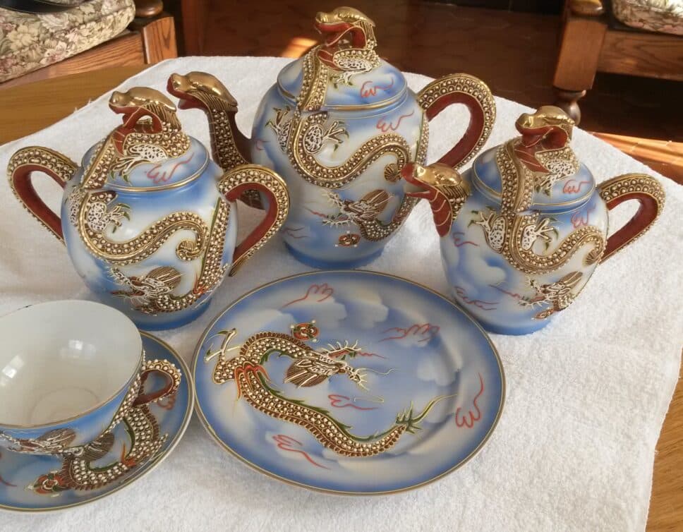service à thé chinois motif dragon