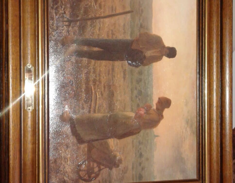 Peinture Tableau, Pastel: tableau ancien avec la broche « millet »