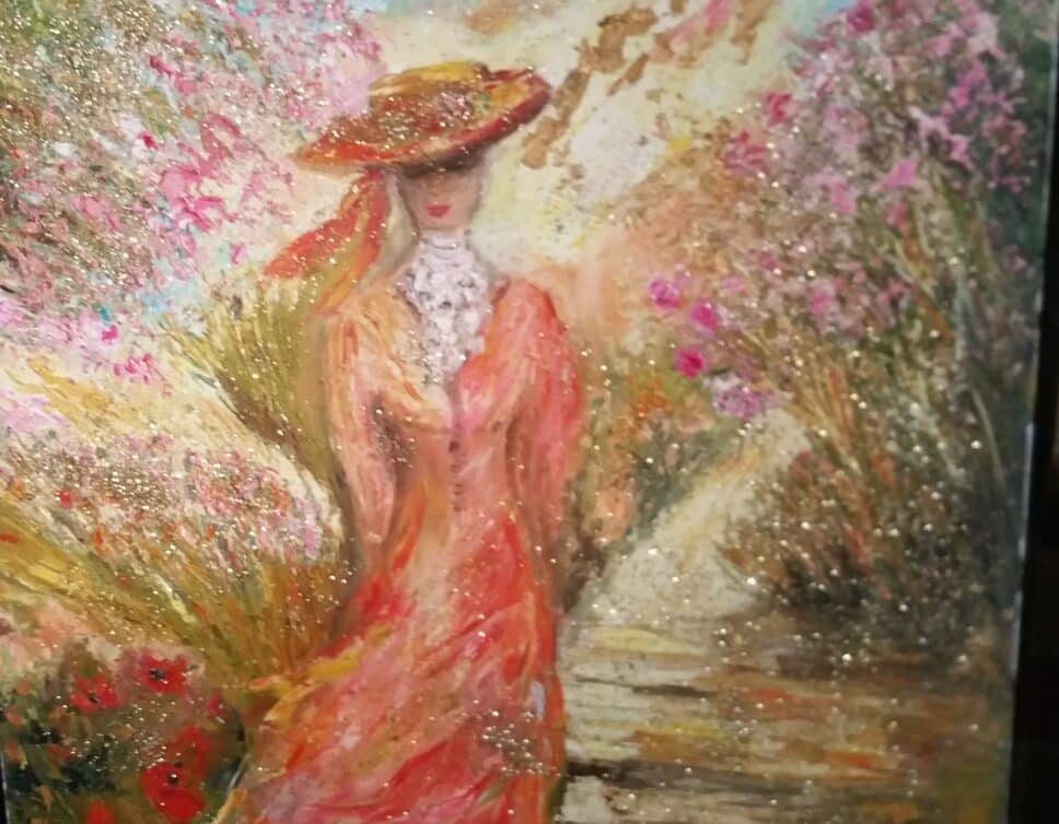 Peinture Tableau, Pastel: Tableau de nadine nguyen  femme au chapeau