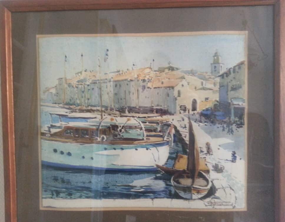 Peinture Tableau, Pastel: André RAYNAUD (1890-1974) Aquarelle « Saint-Tropez »