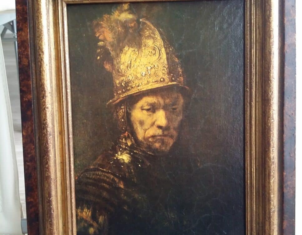 Peinture Tableau, Pastel: L’homme avec le casque d’or