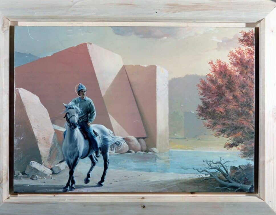 Peinture Tableau, Pastel:  » Le Cavalier » peinture à l’huile de Bruno Schmeltz (1989)