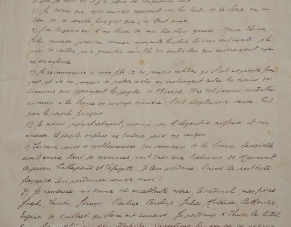 Estimation Livre, manuscrit: testament Napoléon 1er