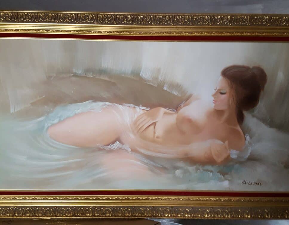Peinture Tableau, Pastel: femme nue allongée