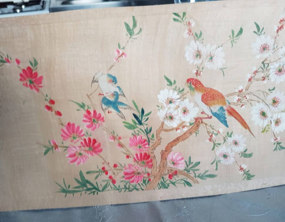 oiseaux et fleurs peint