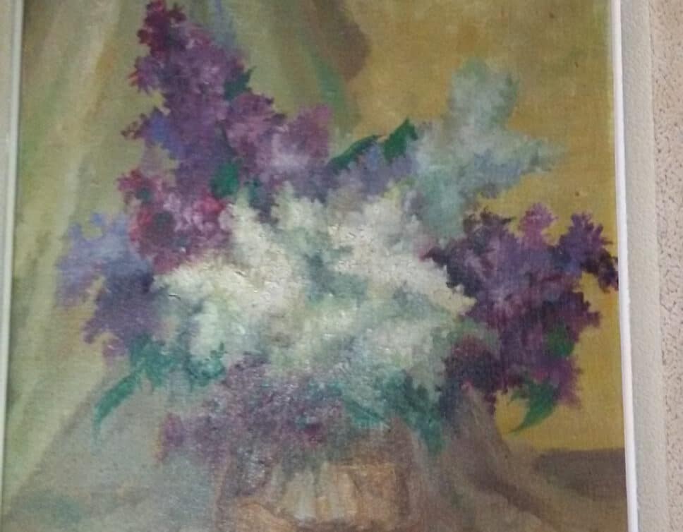 Peinture Tableau, Pastel: Tableau bouquet lilas