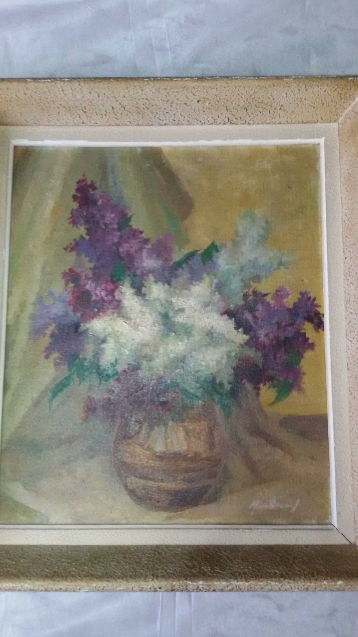 Peinture Tableau, Pastel: Tableau bouquet lilas