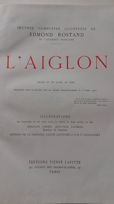 Estimation Livre, manuscrit: L’Aiglon de Edmond Rostand