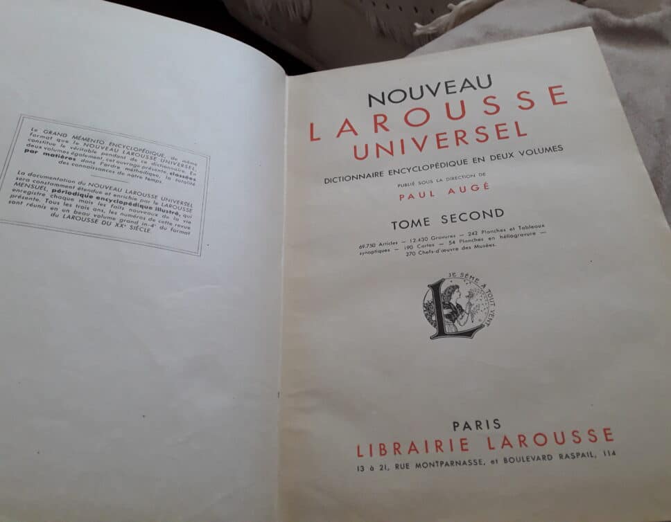 Estimation Livre, manuscrit: larousse universel 1949