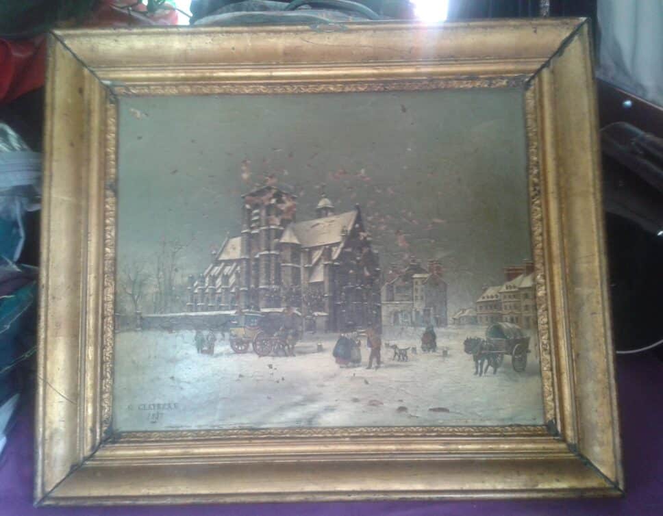 Peinture Tableau, Pastel: huile sur carton signiée G.Clatreau 1887