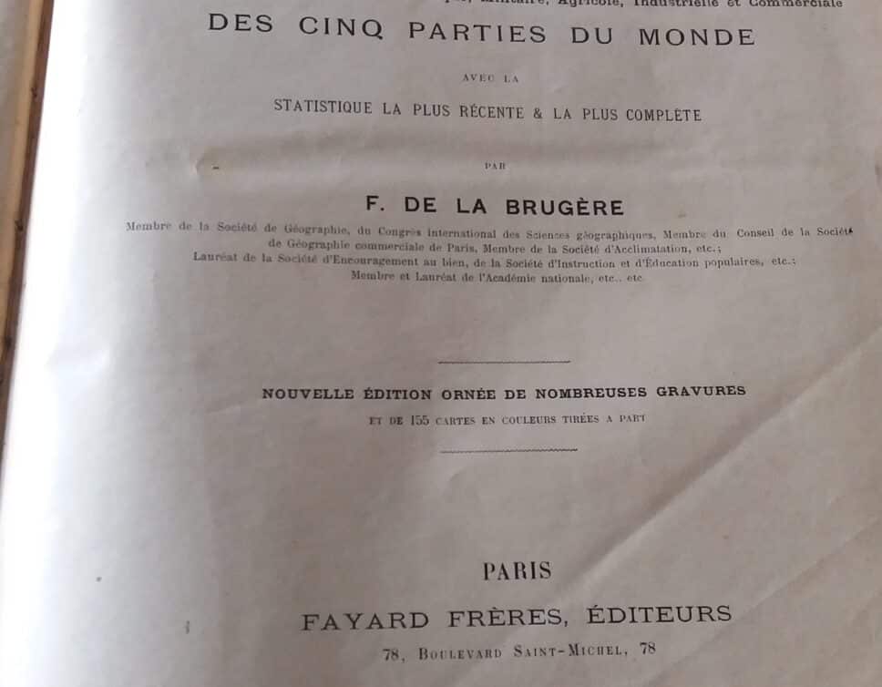 Estimation Livre, manuscrit: LIVRE ATLAS UNIVERSEL  F.DE LA  BRUGERE