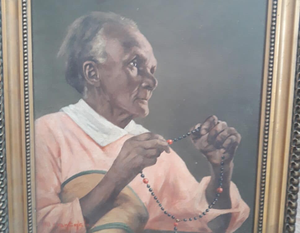 Peinture Tableau, Pastel: Tableau Femme brésilienne au chapelet