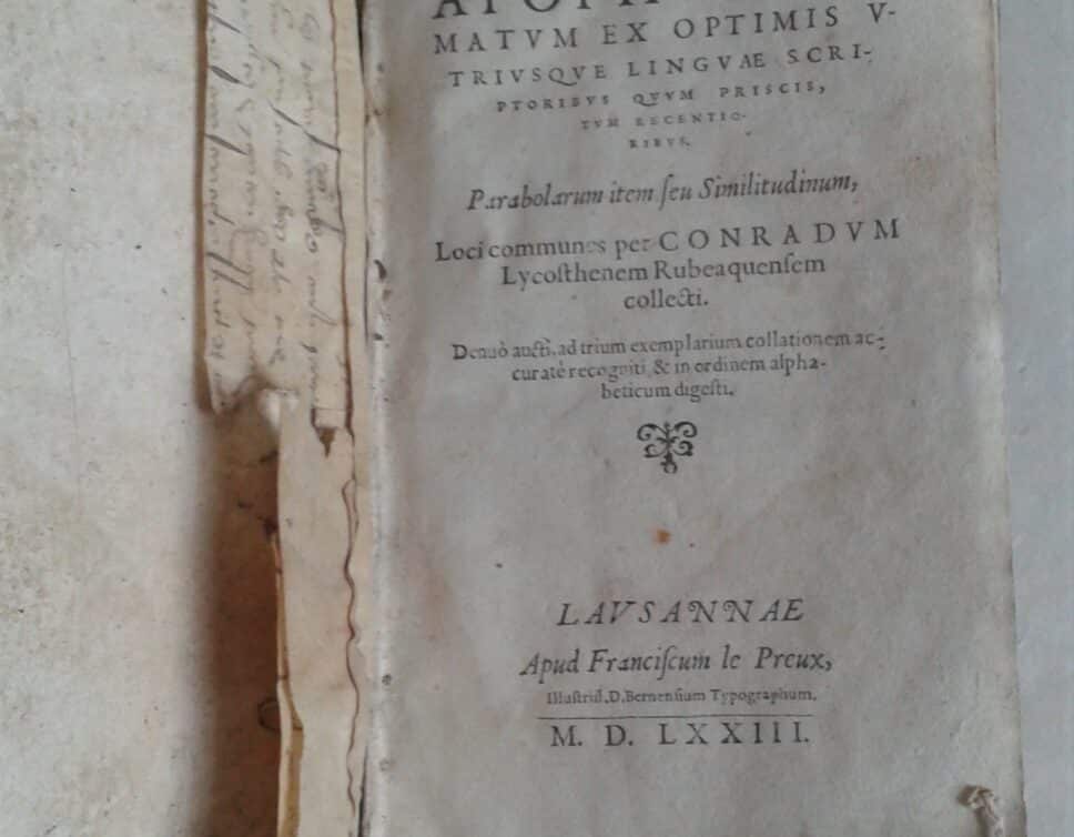 Estimation Livre, manuscrit: Conrad Lycosthenes Apophthegmatum ex optimis 1573