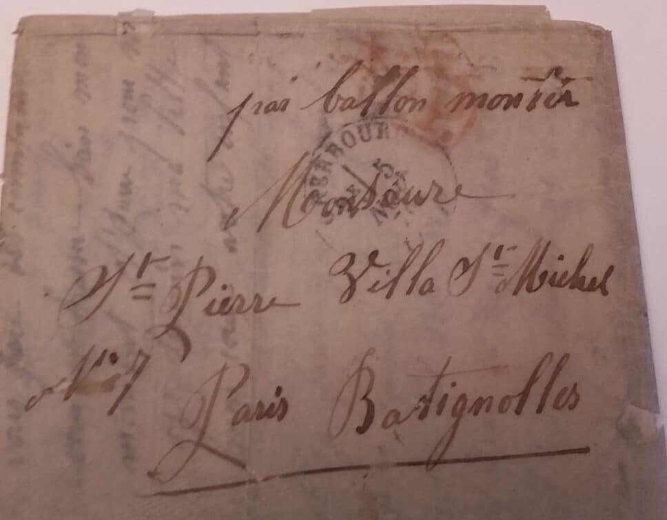 Estimation Livre, manuscrit: lettre ballon monte 1870