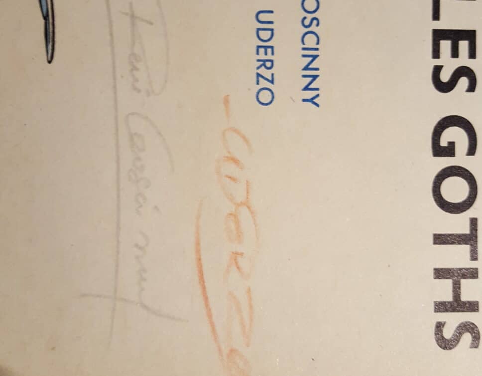 signatures de René Goscinny et Uderzo