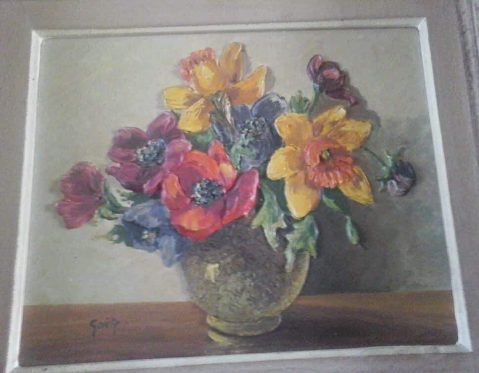 Peinture Tableau, Pastel: bouquet anemone