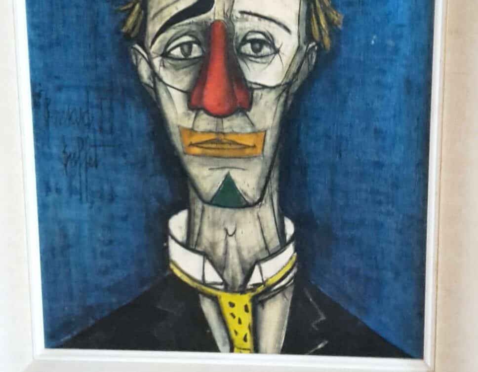 Peinture Tableau, Pastel: Tête de clown B.Buffet