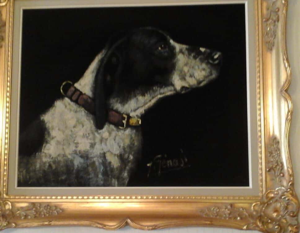Peinture Tableau, Pastel: tête de chien