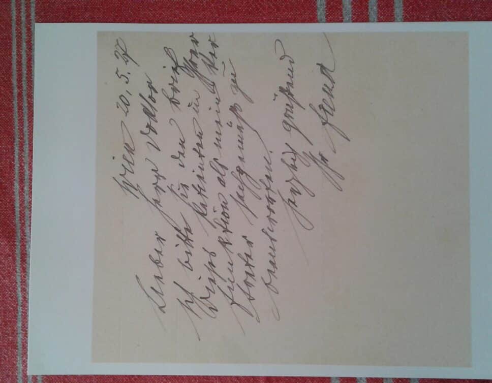 Autographe de Freud signée  à  Paul Federn docteur Viennois.