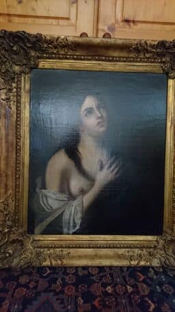 Peinture Tableau, Pastel: femme au sein nu