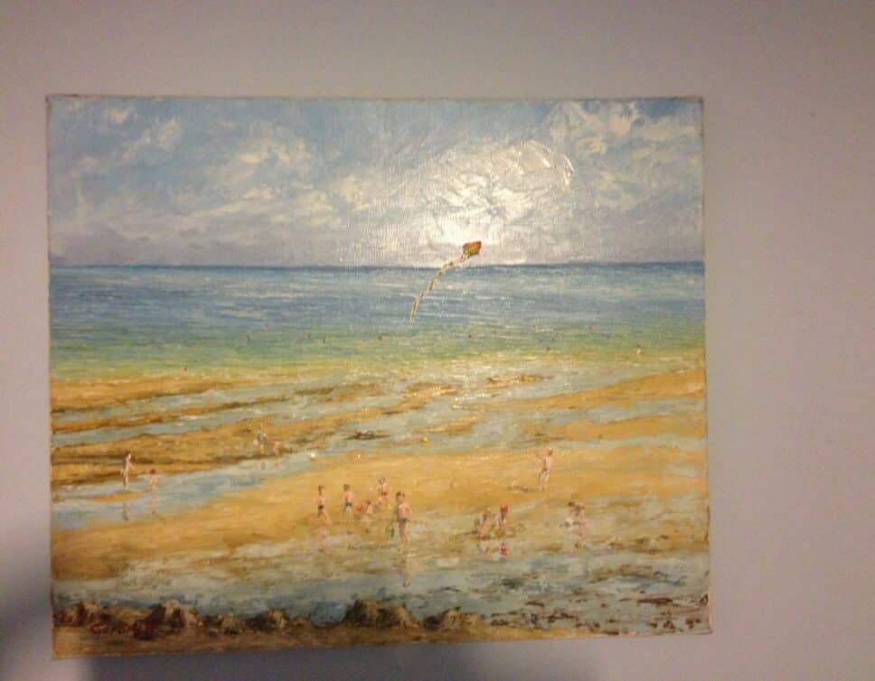 Peinture Tableau, Pastel: scène de plage