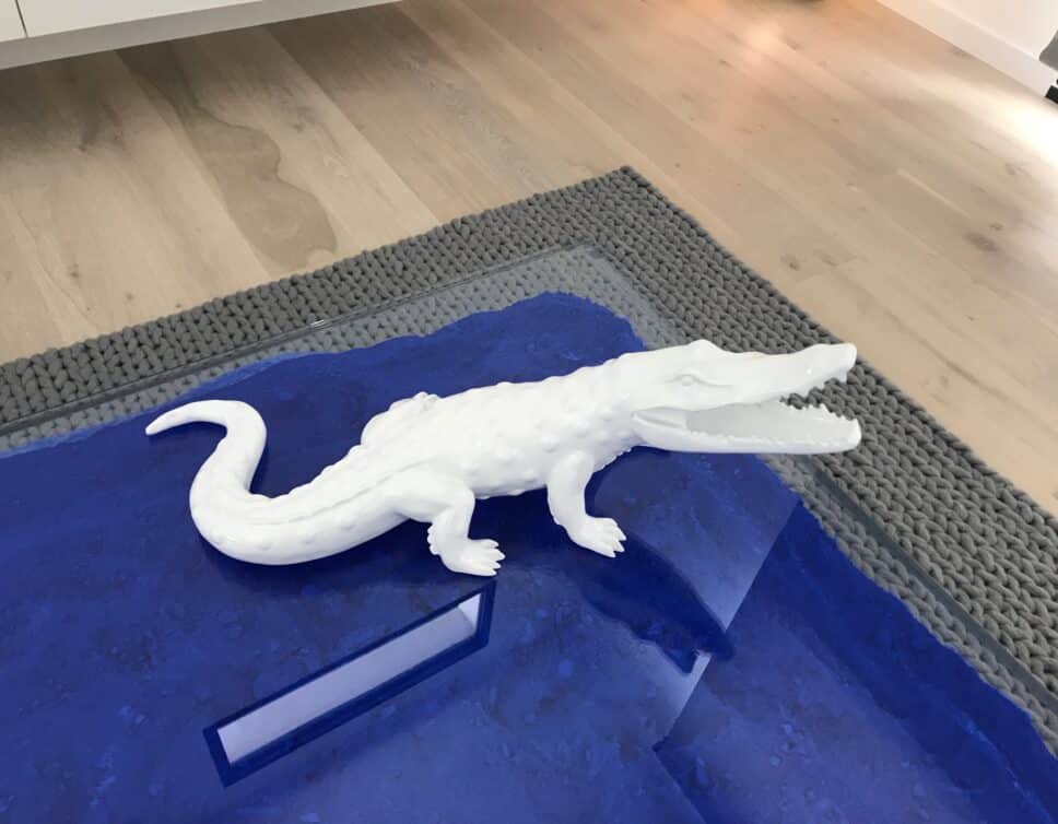 Sculpture crocodile blanc 70cm Orlinski