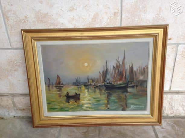 Peinture Tableau, Pastel: ensemble de bateaux à voile au coucher du soleil