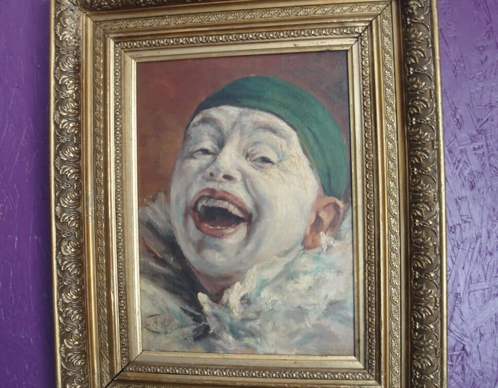 Peinture Tableau, Pastel: Clown au bonnet vert