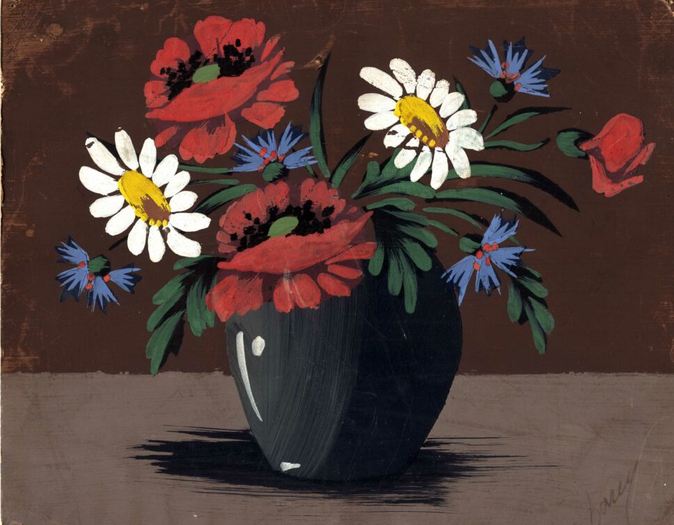 Peinture Tableau, Pastel: Aquarelle fleurs en pot