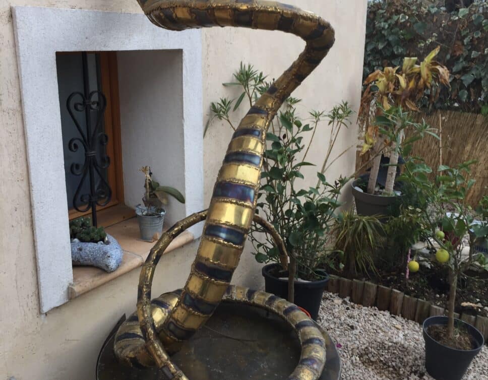 Cobra en laiton et cuivre