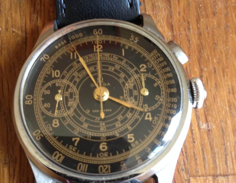 Estimation Montre, horloge: Chrono Omega 1939 black gilt