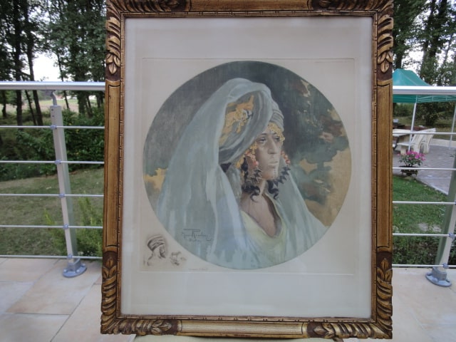 Peinture Tableau, Pastel: Maurice ROMBERG De VAUCORBEIL : Femme de Biskra.