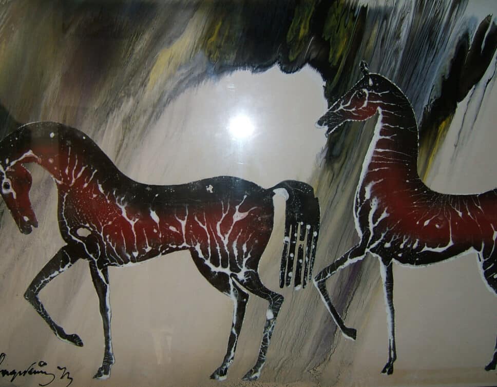 Peinture Tableau, Pastel: Deux chevaux en couleur
