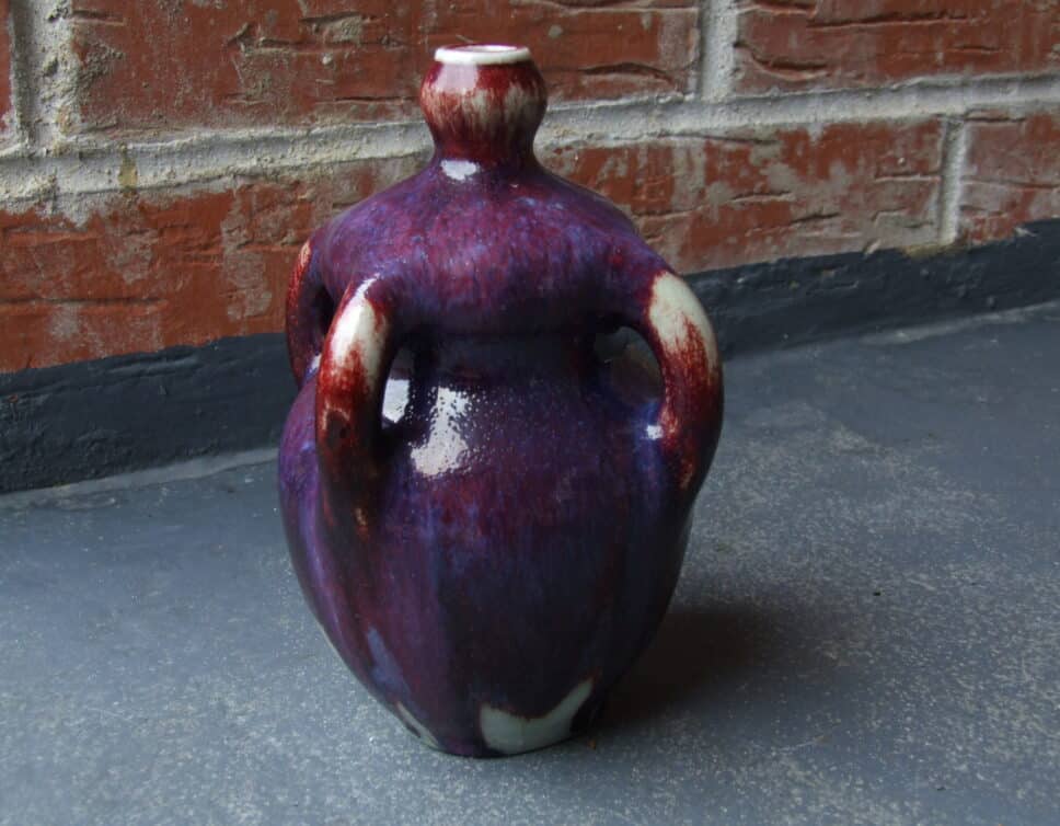 vase soliflore 4 anses céramique signé